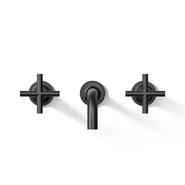 Purist Matte Black Wall-Mount Bathroom Faucet with Cross Handles