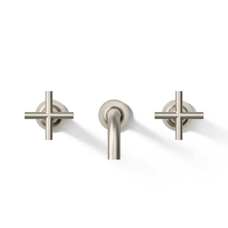 Purist Vibrant Brushed Nickel Double Handle Wall-Mounted Faucet