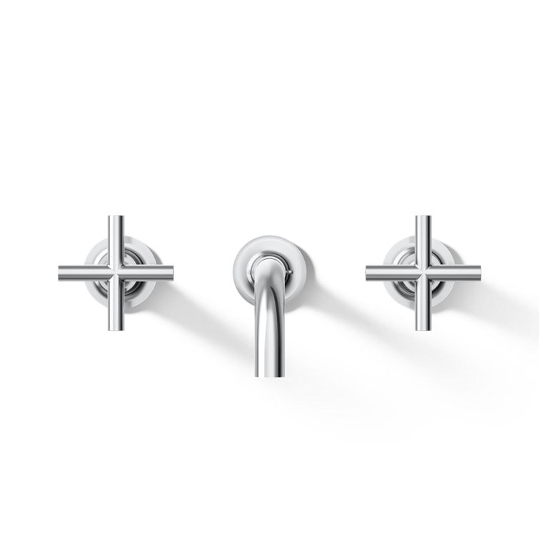 Purist Polished Chrome Double Handle Wall-Mount Bathroom Faucet