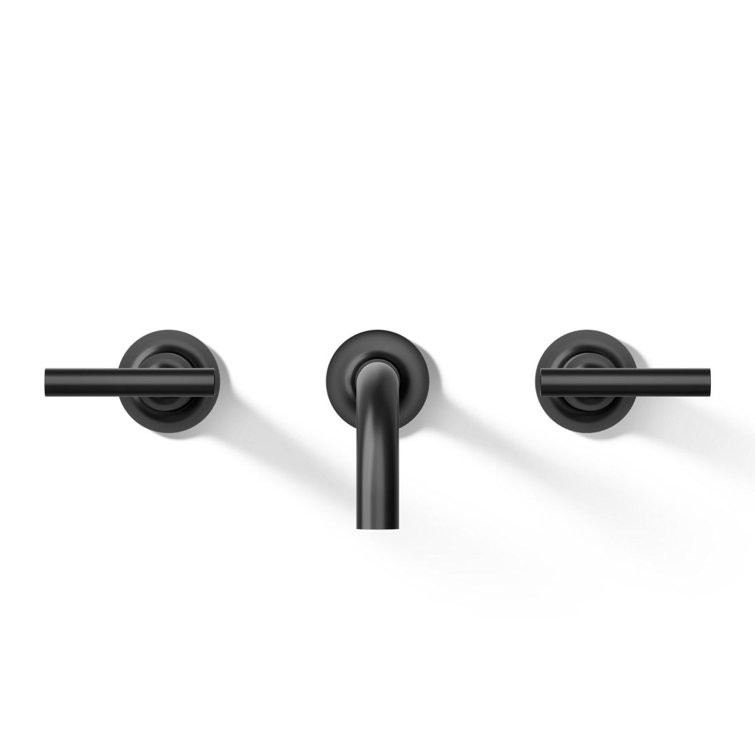 Purist Matte Black Wall-Mount Bathroom Sink Faucet with Lever Handles