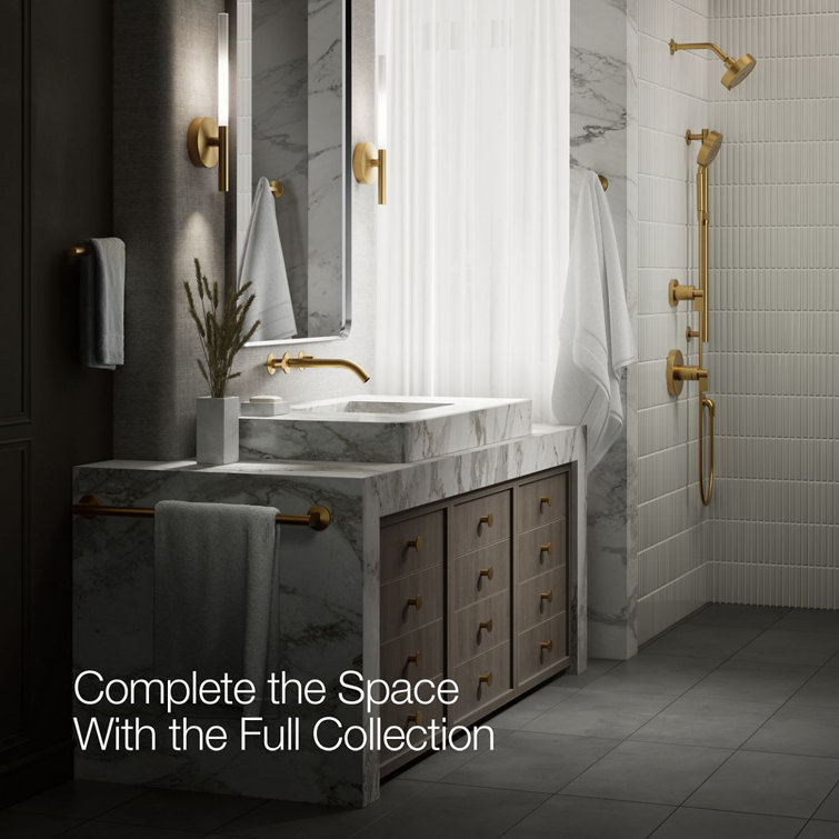 Modern Brushed Brass Dual-Control Wall-Mount Bathroom Faucet