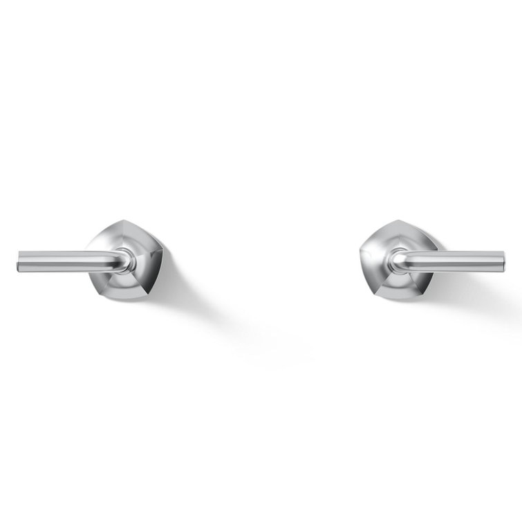 Polished Chrome Double Handle Wall-Mount Bathroom Sink Faucet Lever