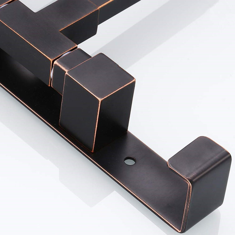 Oil Rubbed Bronze 3-Arm Swing Out Towel Rack with Hooks