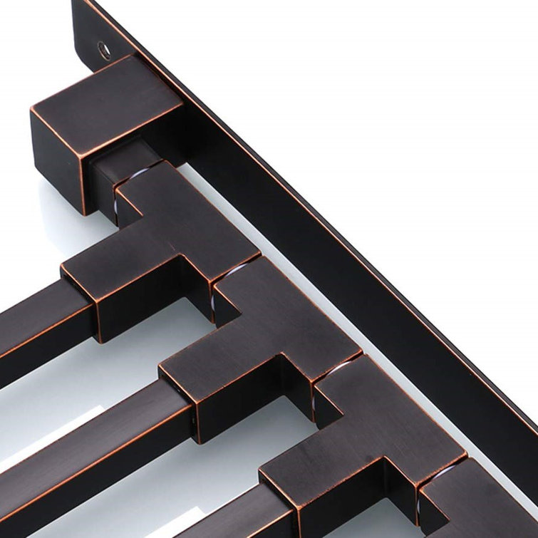 Oil Rubbed Bronze 3-Arm Swing Out Towel Rack with Hooks