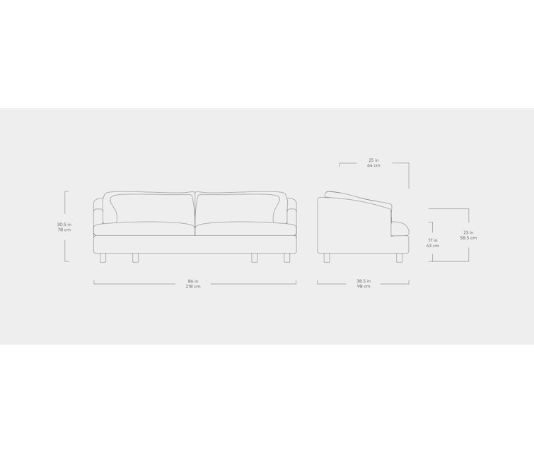 Thalia 86" White Leather and Wood Pillow Back Sofa