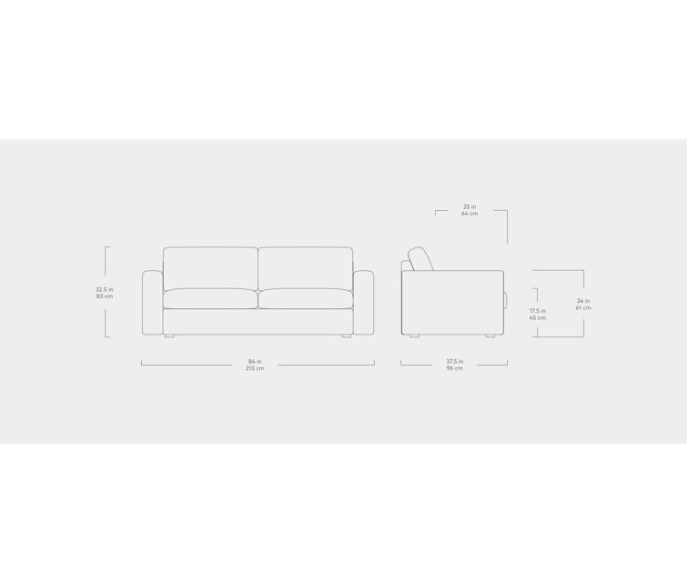 Merino Cream 84" Solid Wood Track Arm Sofa