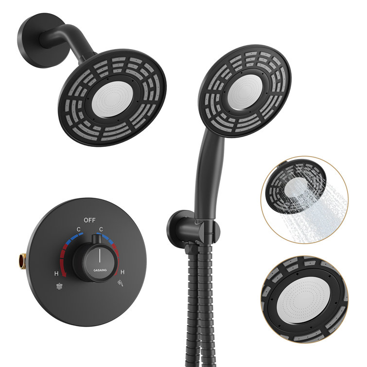 Matte Black Dual-Function Wall Mounted Shower System