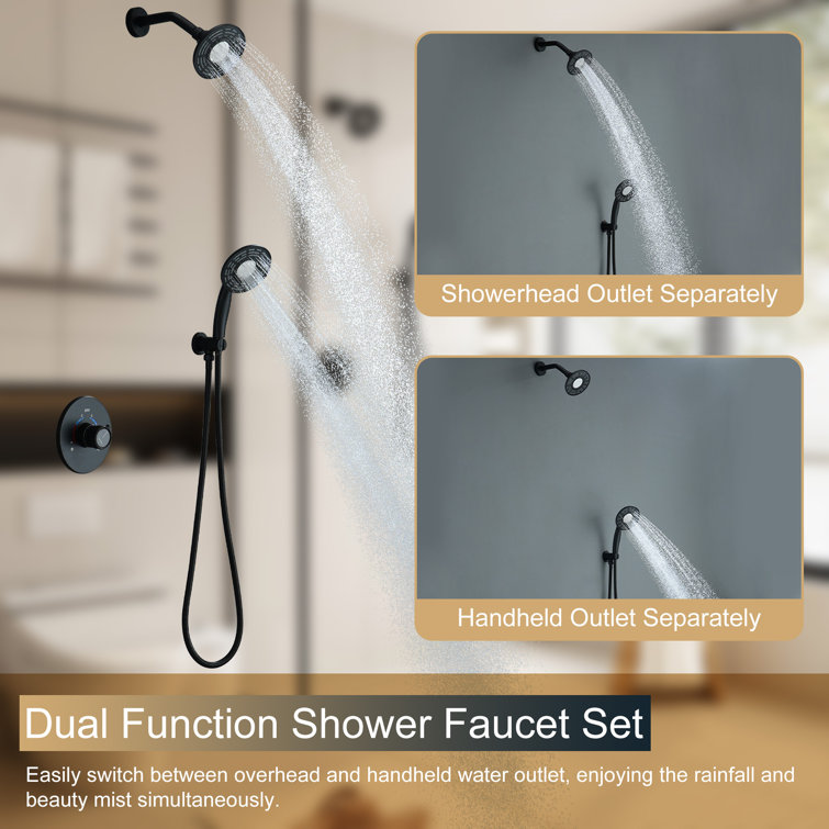 Matte Black Dual-Function Wall Mounted Shower System