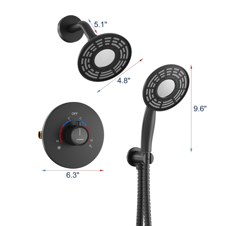Matte Black Dual-Function Wall Mounted Shower System