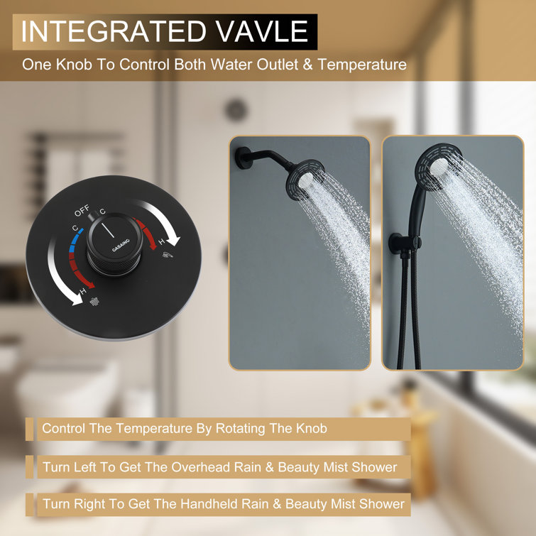 Matte Black Dual-Function Wall Mounted Shower System