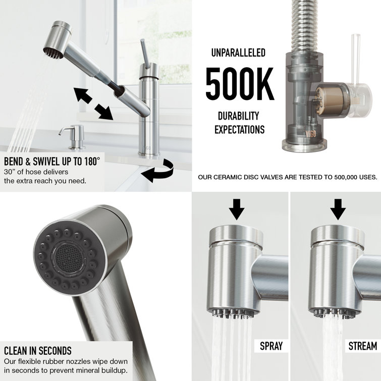 Stainless Steel Modern Pull-Out Spray Kitchen Faucet