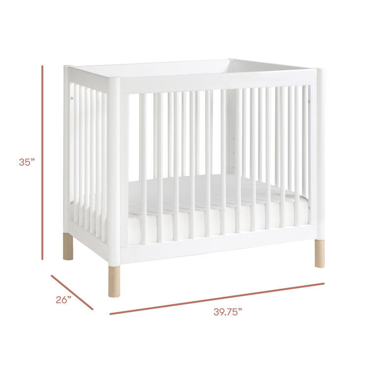 White and Washed Natural 4-in-1 Convertible Mini Crib