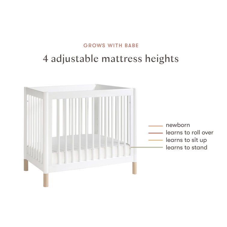 White and Washed Natural 4-in-1 Convertible Mini Crib