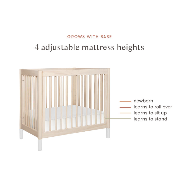 Washed Natural Pine 4-in-1 Convertible Mini Crib