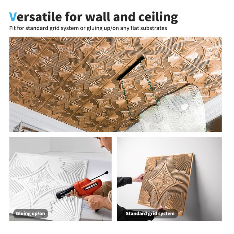 Bronze 24x24 3D PVC Ceiling and Wall Panels (12-Pack)