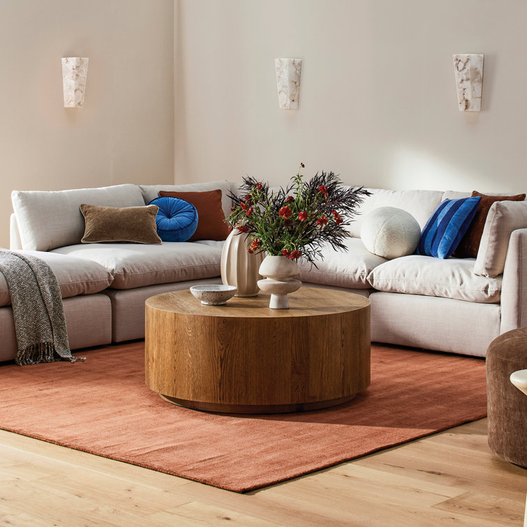 Layne 42" Round Light Brown Oak Coffee Table
