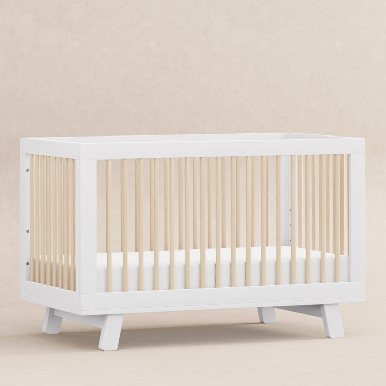 Hudson Convertible White/Washed Natural Crib 3-in-1 Design