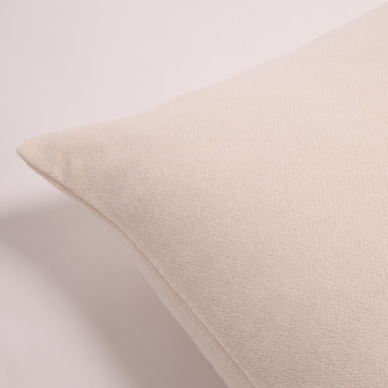 Ivory Rectangular Cotton Throw Pillow with Feather Down Insert