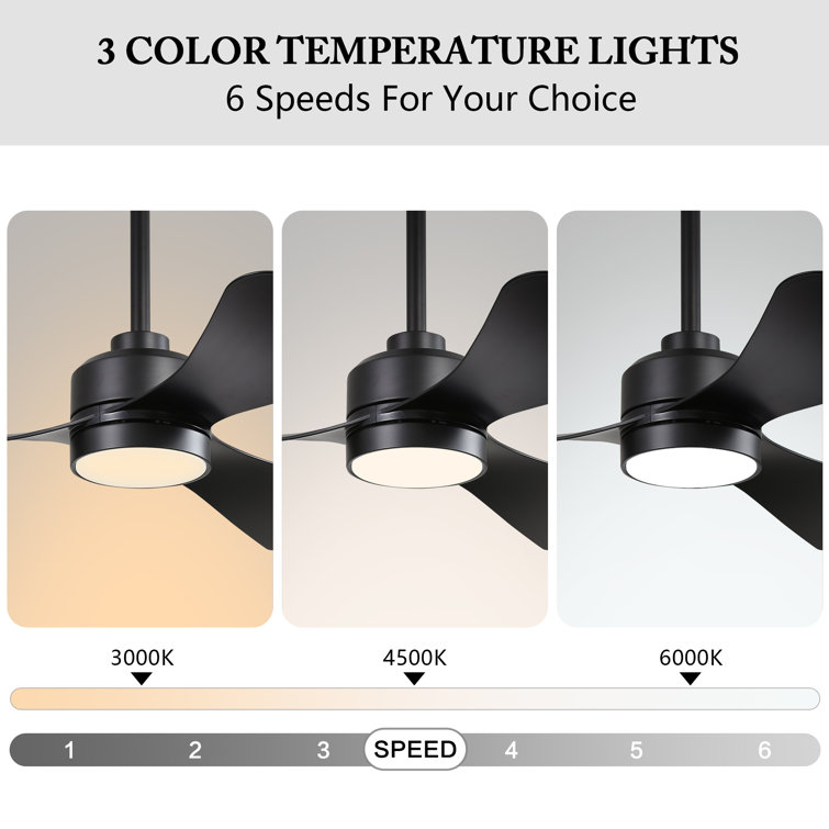 42'' Black Ceiling Fan with Light and Remote