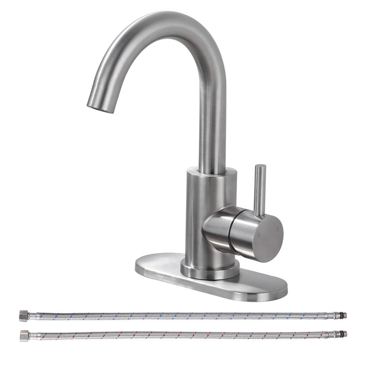 Brushed Nickel Single Handle Stainless Steel Bar Faucet with Swivel Spout