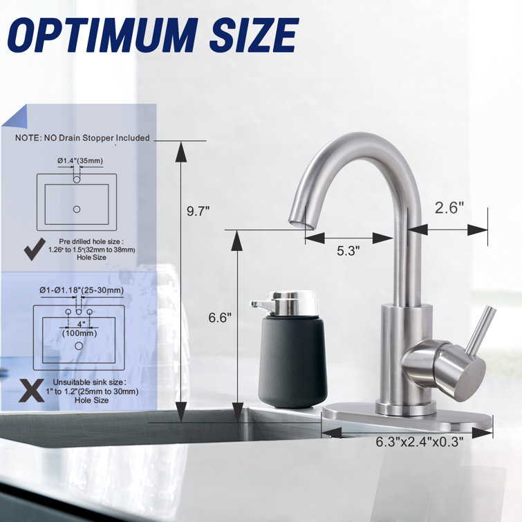 Brushed Nickel Single Handle Stainless Steel Bar Faucet with Swivel Spout