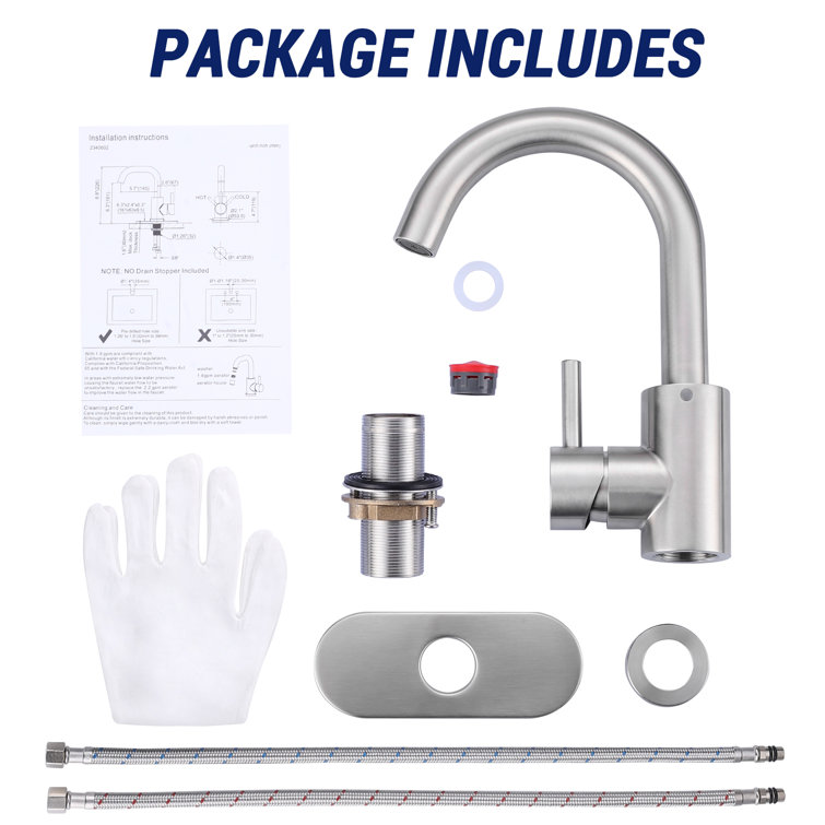 Brushed Nickel Single Handle Stainless Steel Bar Faucet with Swivel Spout