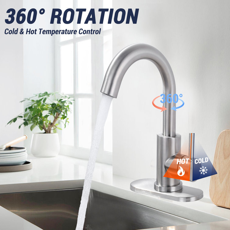 Brushed Nickel Single Handle Stainless Steel Bar Faucet with Swivel Spout
