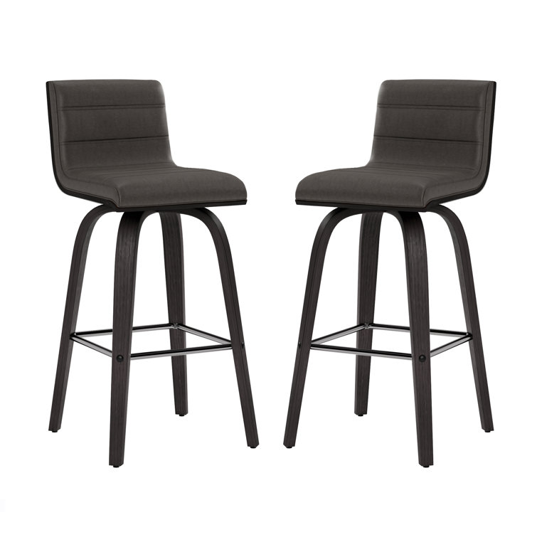 Hiram Black and Gray Solid Wood Swivel Bar Stool