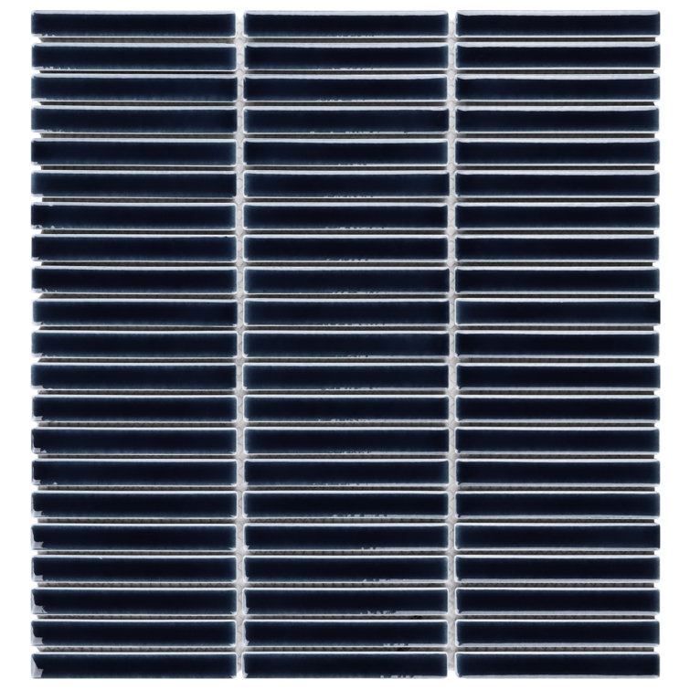 Royal Blue Glossy Porcelain Stacked Mosaic Tile 11x12