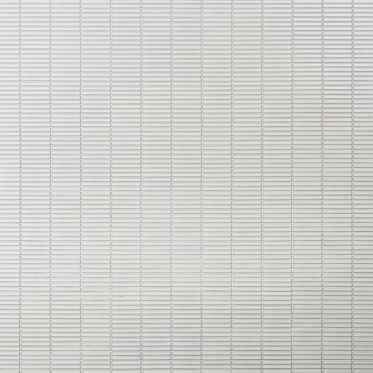Snow White Glossy Porcelain Stacked Mosaic Tile 11.19 x 11.9 Inch