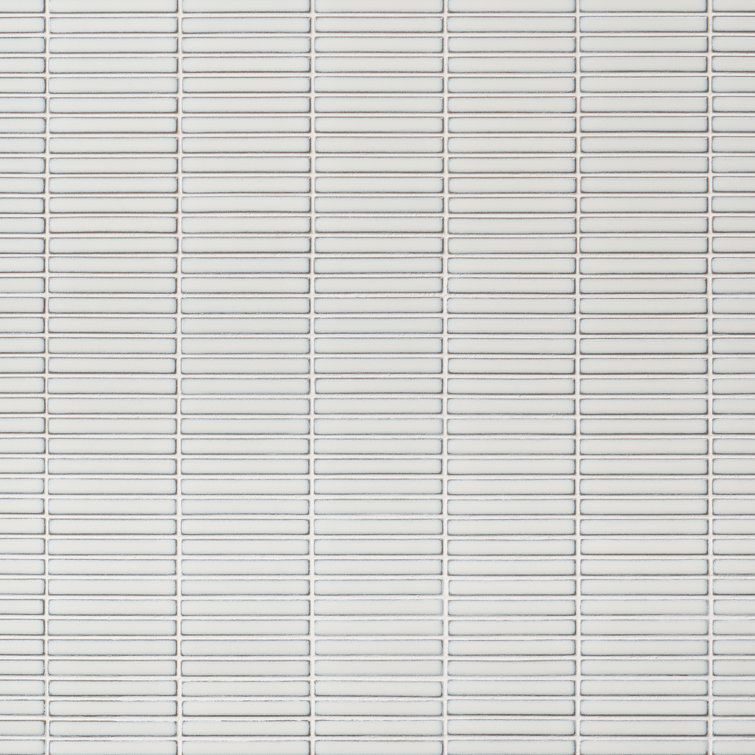 Snow White Glossy Porcelain Stacked Mosaic Tile 11.19 x 11.9 Inch
