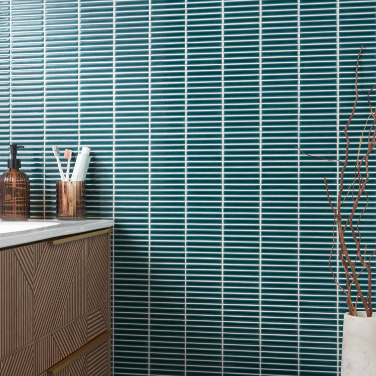 Monogram Stacked 11.19 In. X 11.9 In. Glossy Porcelain Mosaic Floor And Wall Tile (0.92 Sq. Ft. / Each)