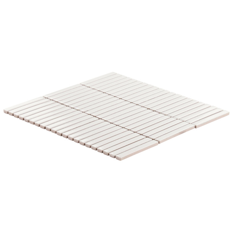 White Glossy Porcelain Stacked Mosaic Tile 11.19 x 11.9 Inch