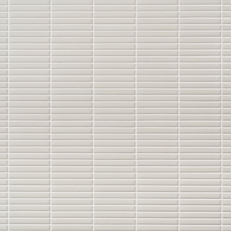 White Glossy Porcelain Stacked Mosaic Tile 11.19 x 11.9 Inch