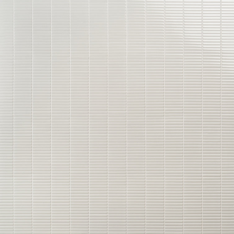 White Glossy Porcelain Stacked Mosaic Tile 11.19 x 11.9 Inch