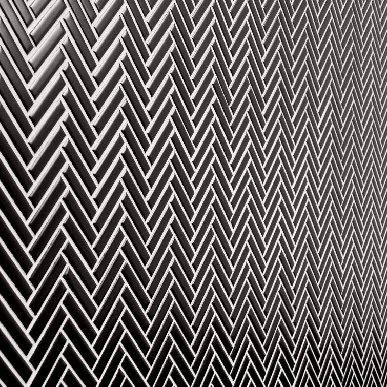 Black Matte Porcelain Herringbone Mosaic Tile 11x11