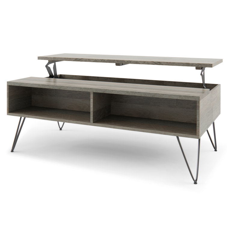 Hunter Grey Mango Wood Lift-Top Coffee Table with Storage