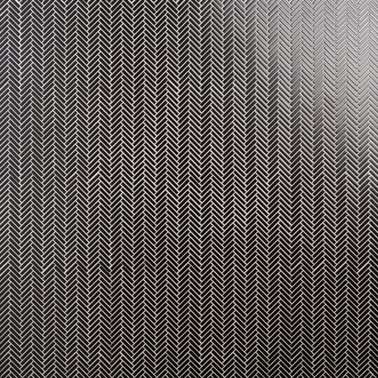 Black Matte Porcelain Herringbone Mosaic Tile 11x11