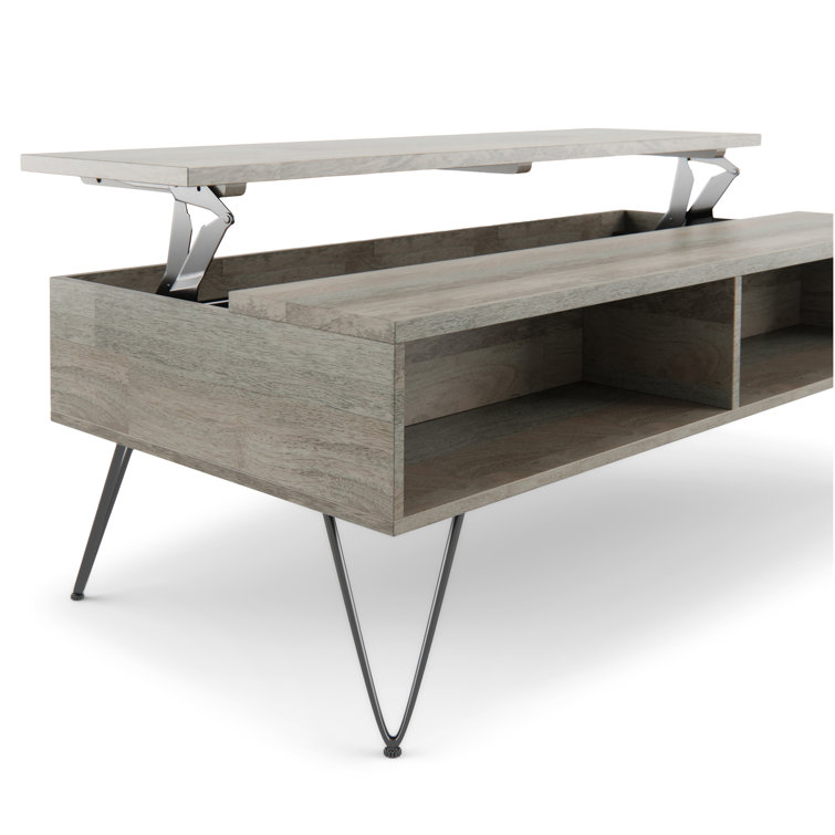 Hunter Grey Mango Wood Lift-Top Coffee Table with Storage