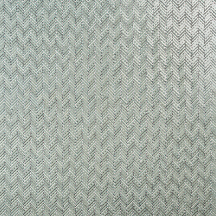 Mint Green Glossy Porcelain Herringbone Mosaic Tile 11.14 in. x 11.14 in.