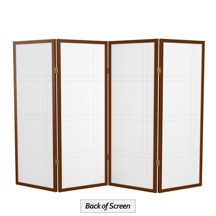 Walnut 4-Panel Double Cross Shoji Room Divider