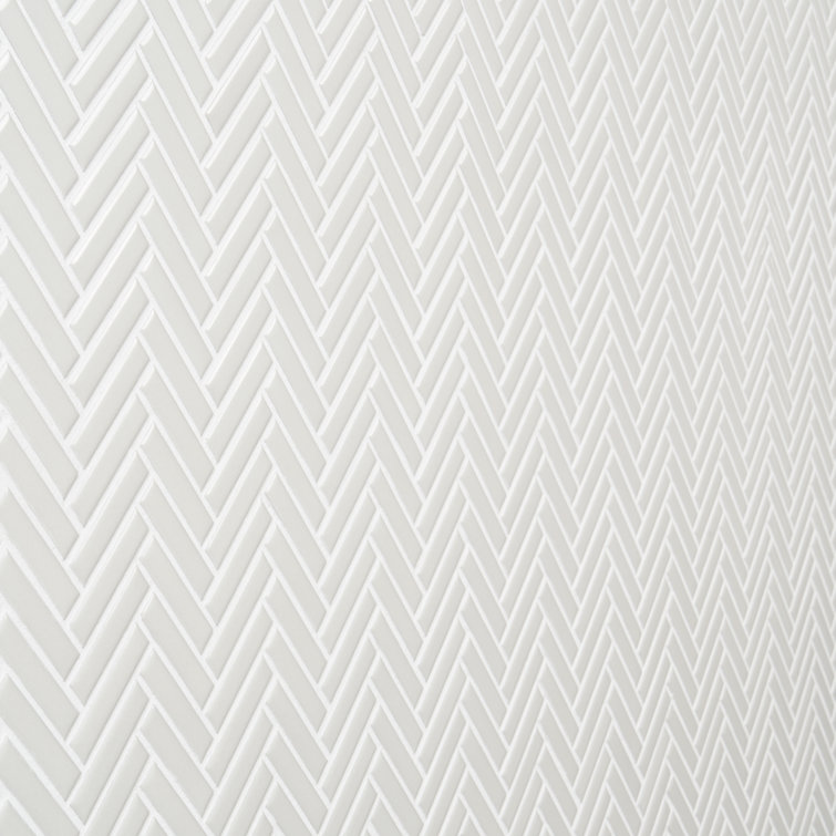 White Herringbone 11x11 Glossy Porcelain Mosaic Tile