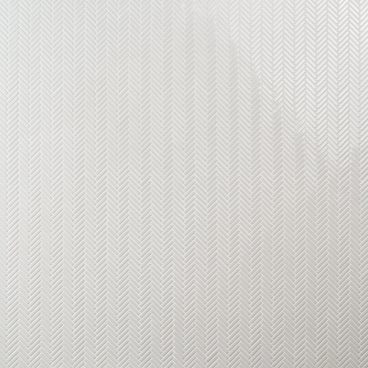 White Herringbone 11x11 Glossy Porcelain Mosaic Tile