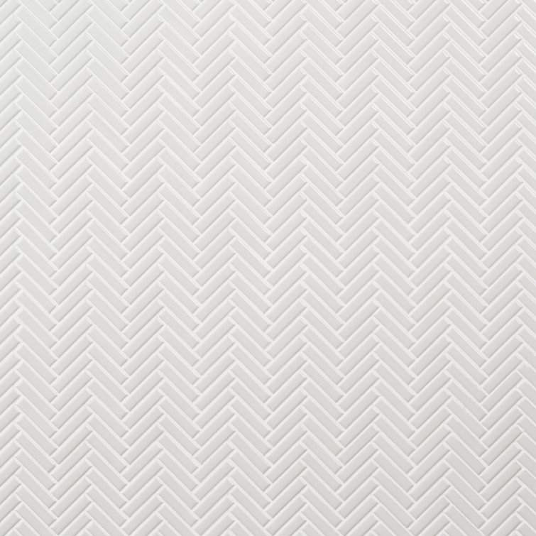 White Herringbone 11x11 Glossy Porcelain Mosaic Tile