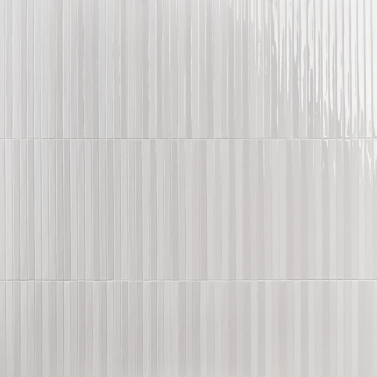 Blanco White Glossy Ceramic Elongated Subway Mosaic Wall Tile