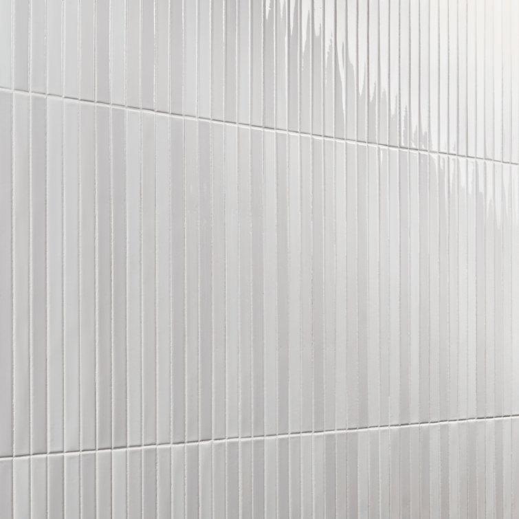 Blanco White Glossy Ceramic Elongated Subway Mosaic Wall Tile