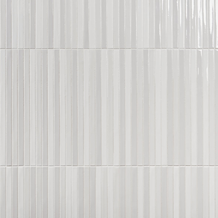 Blanco White Glossy Ceramic Elongated Subway Mosaic Wall Tile