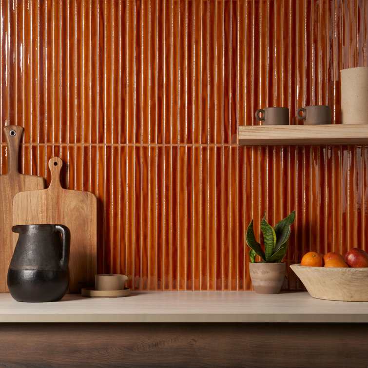 Honey Brown Glossy Ceramic Mosaic Wall Tile Sheet