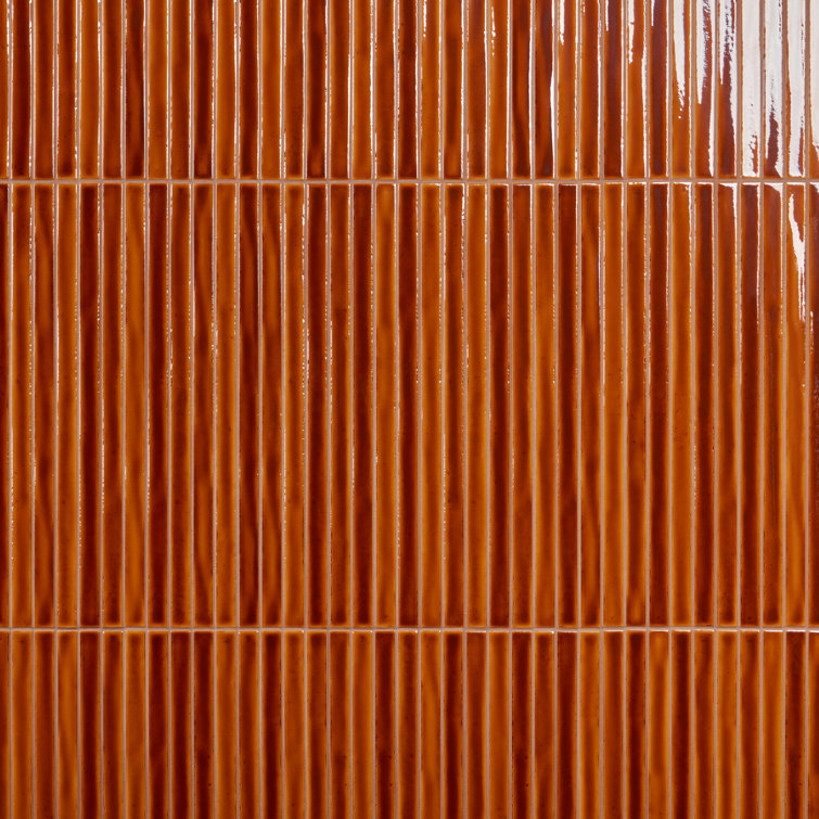 Honey Brown Glossy Ceramic Mosaic Wall Tile Sheet