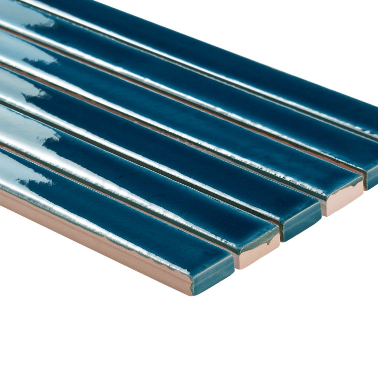 Sapphire Blue Glossy Ceramic Mosaic Wall Tile Sheet